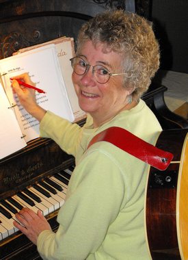 Rosemary with guitar at the piano 2016